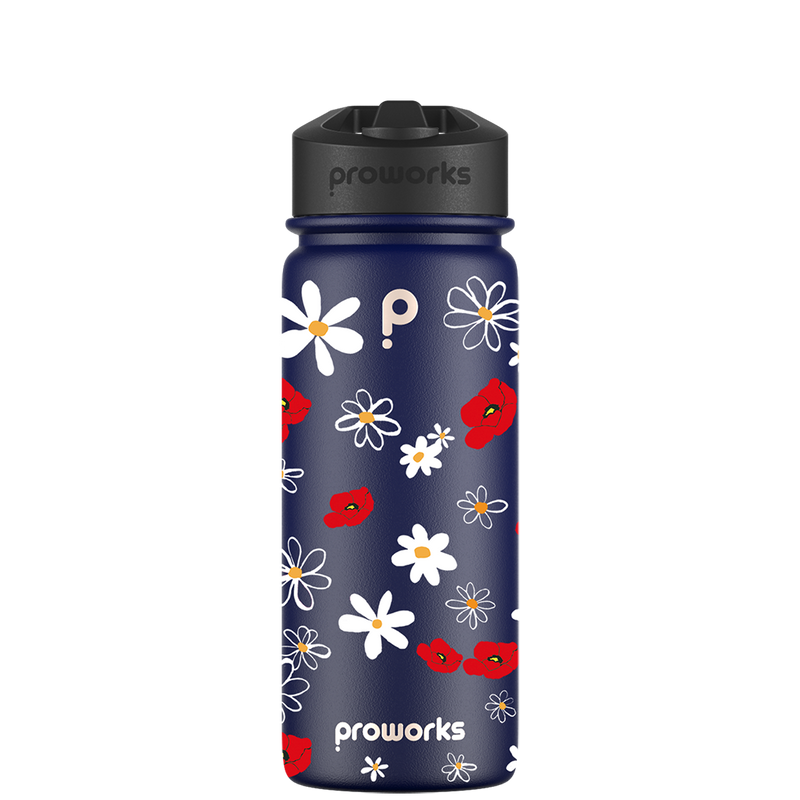 Water bottle with straw - Gen 2 Daisy Pattern