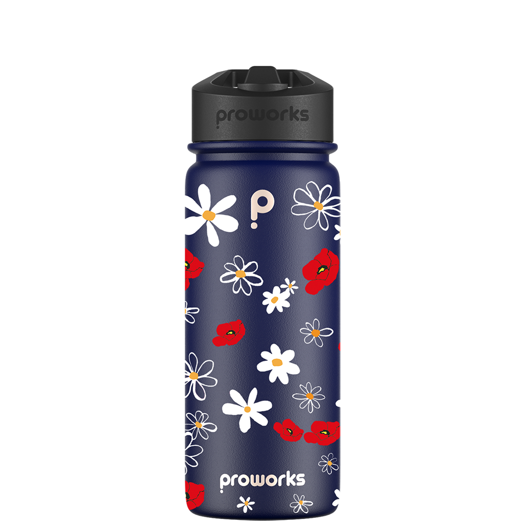 Water bottle with straw - Gen 2 Daisy Pattern