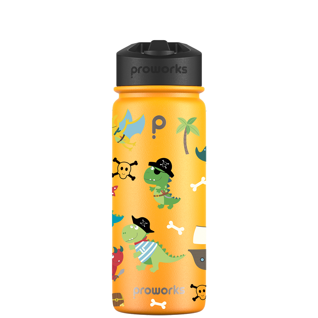 Botella de agua con pajita - Patrón Gen 2 Dino Piratas - Proworks