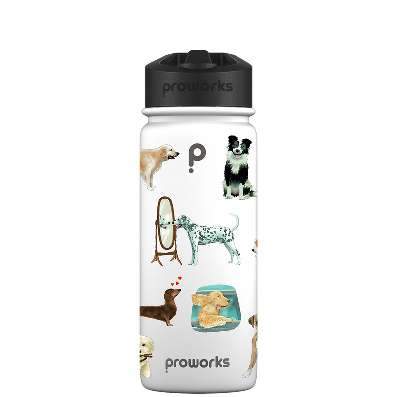 Wasserflasche mit Strohhalm – Gen 2 A Dogs Tail Pattern