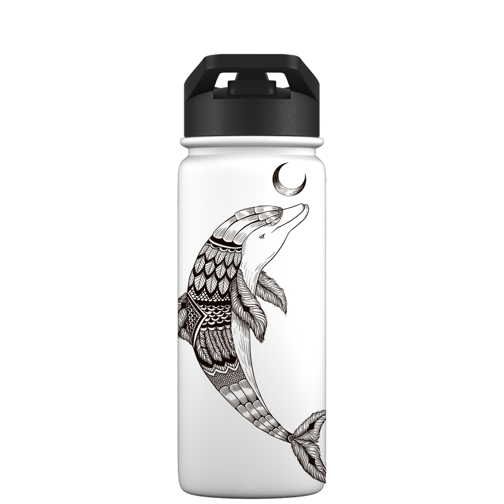Water bottle with straw - Gen 2 Dolphin Aztec Pattern - Proworks Bottles