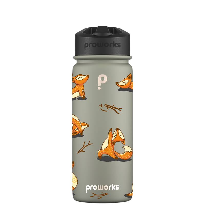 Water bottle with straw - Gen 2 Foxy Yoga Pattern