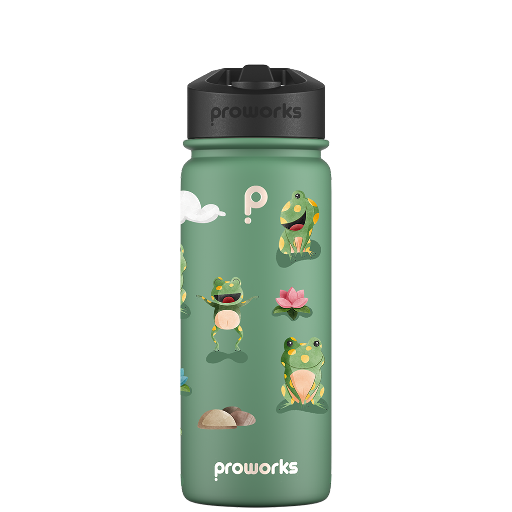 Wasserflasche mit Strohhalm – Gen 2 Frog Life Pattern