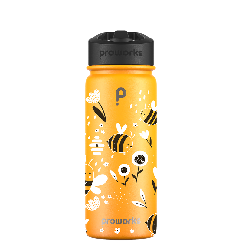 Water bottle with straw - Gen 2 Happy Bee Pattern