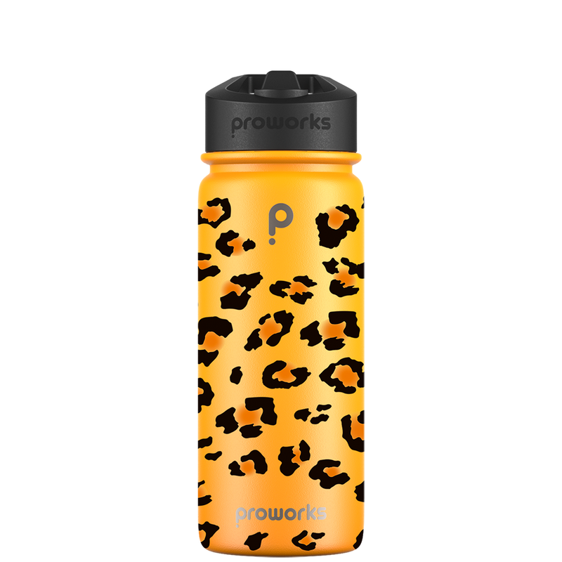 Bottiglia d'acqua con cannuccia - Motivo con stampa leopardata Gen 2