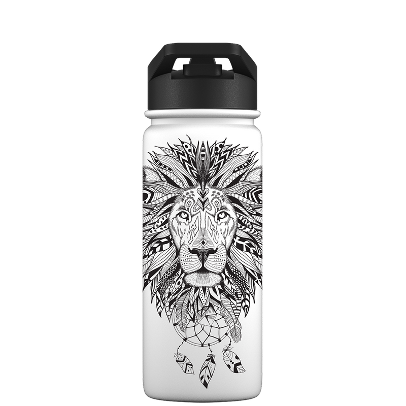Bottiglia d'acqua con cannuccia - Modello azteco leone di 2a generazione