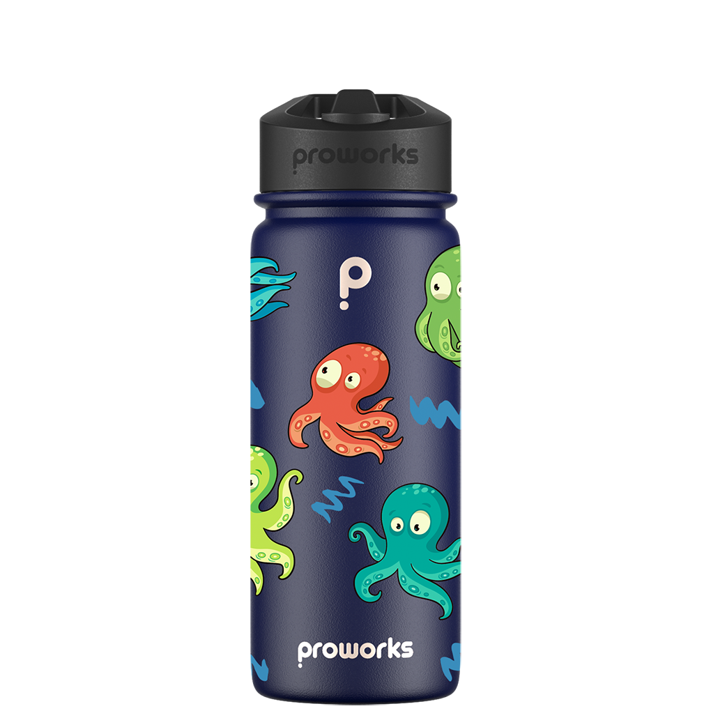 Bottiglia d'acqua con cannuccia - Motivo Octopus Groviglio Gen 2