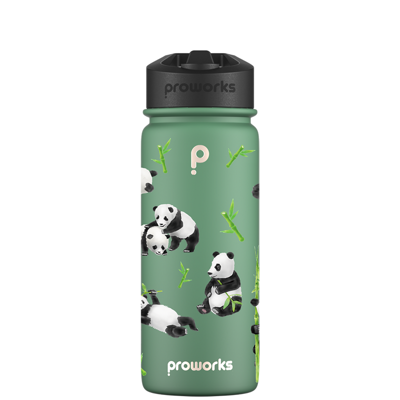 Botella de agua con pajita - Gen 2 Panda Pattern