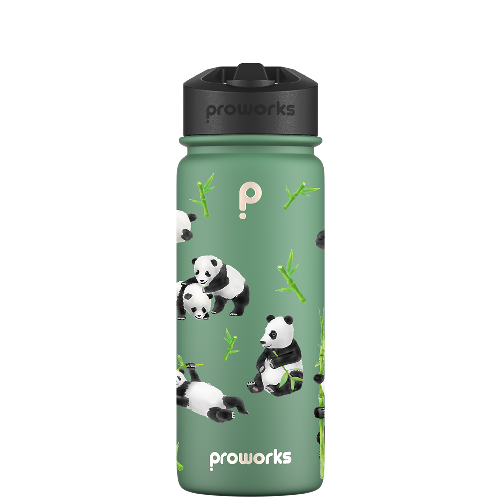 Wasserflasche mit Strohhalm – Gen 2 Panda Pattern