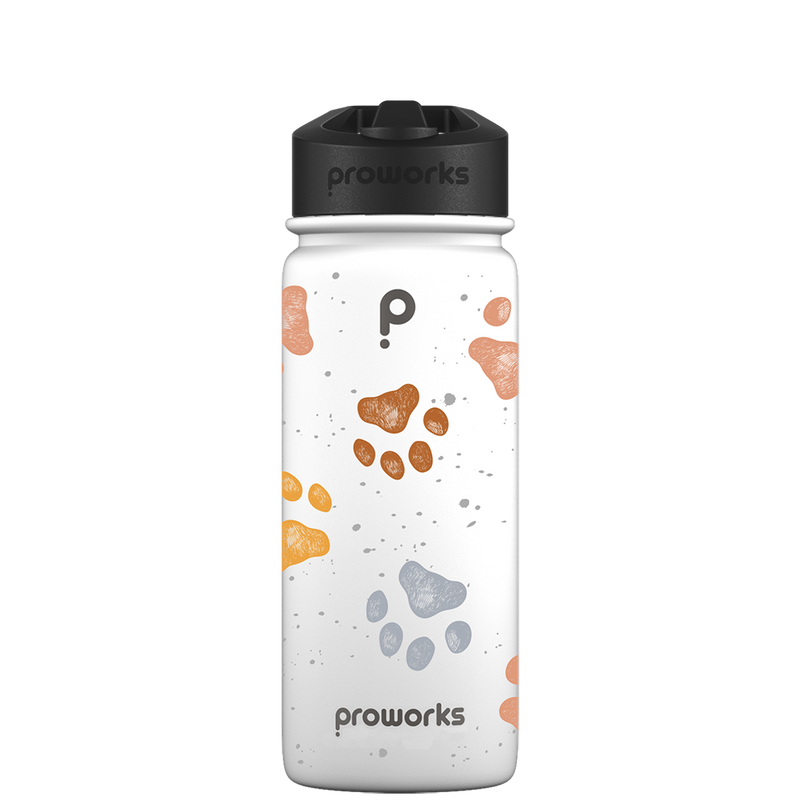 Botella de agua con pajita - Gen 2 Pawprint Paradise Pattern