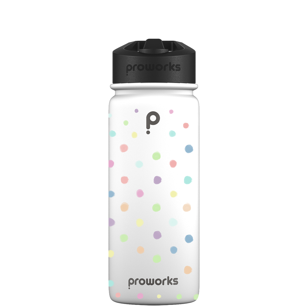 Water bottle with straw - Gen 2 Polka Dot Pattern