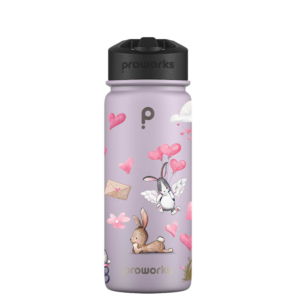 Water bottle with straw - Gen 2 Rabbit Romance Pattern
