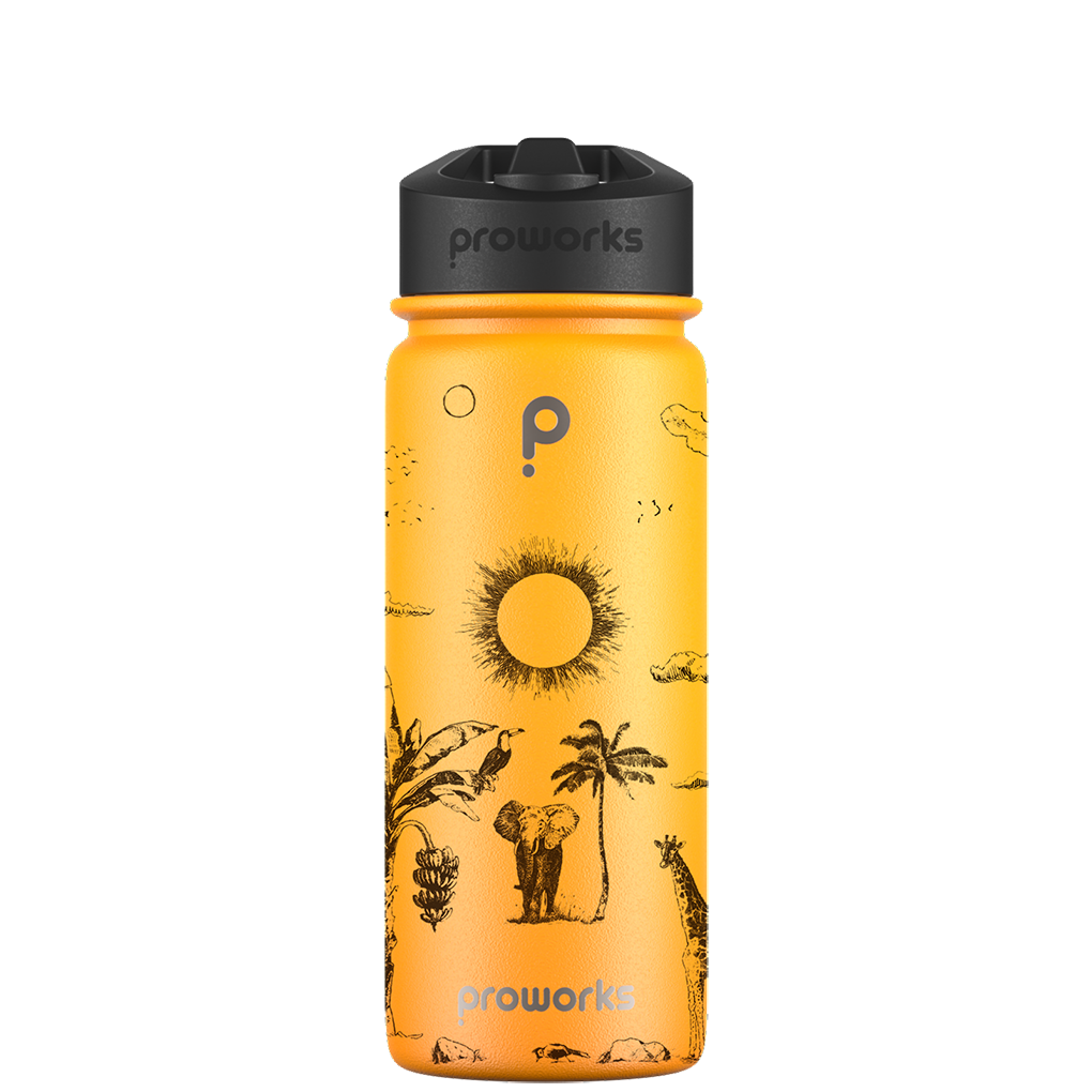 Wasserflasche mit Strohhalm – Gen 2 Safari Sunrise Pattern