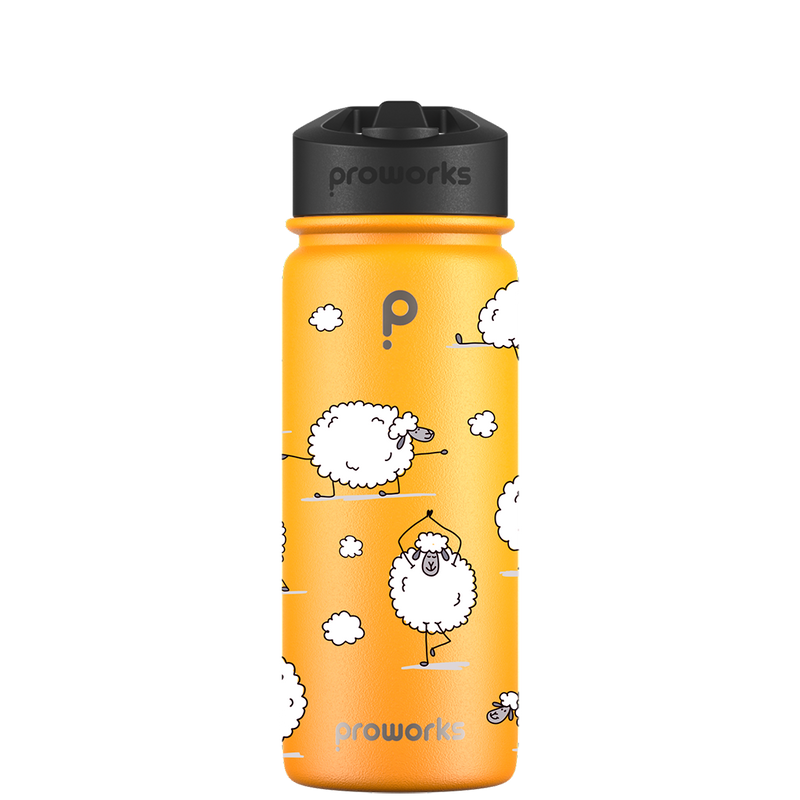 Water bottle with straw - Gen 2 Sheep Yoga Pattern