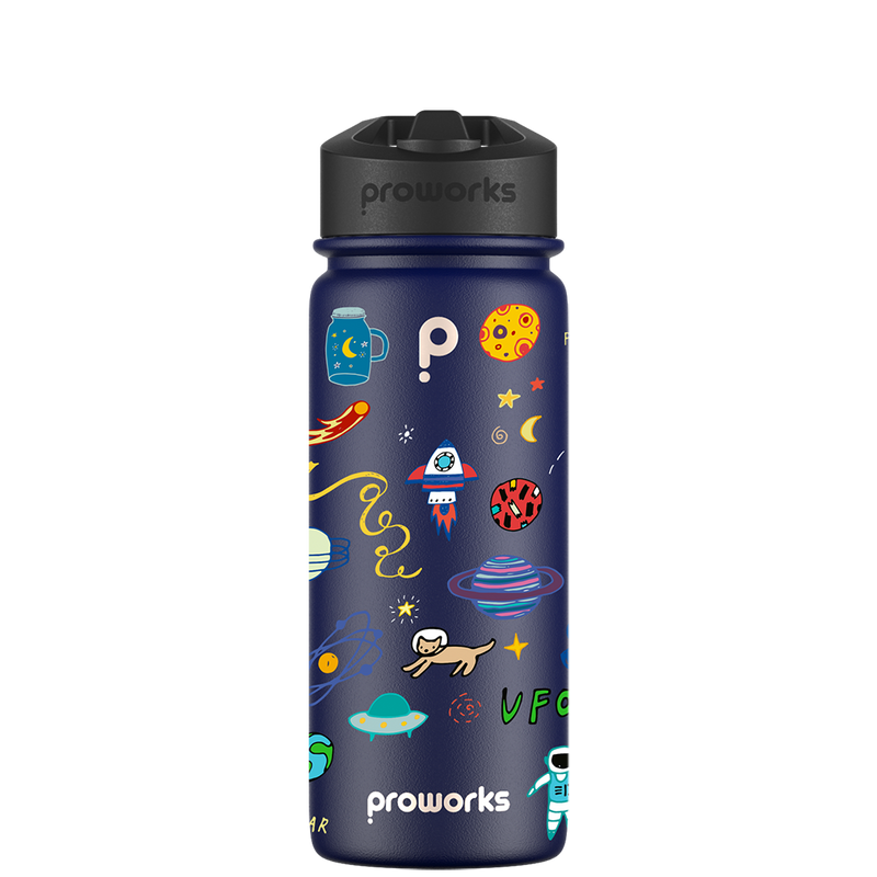 Wasserflasche mit Strohhalm – Gen 2 Space Adventure Pattern