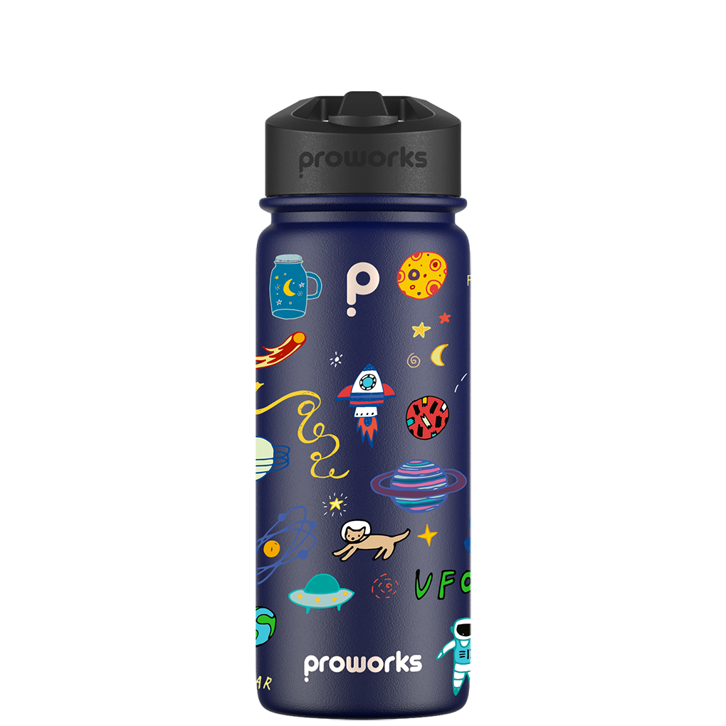 Wasserflasche mit Strohhalm – Gen 2 Space Adventure Pattern