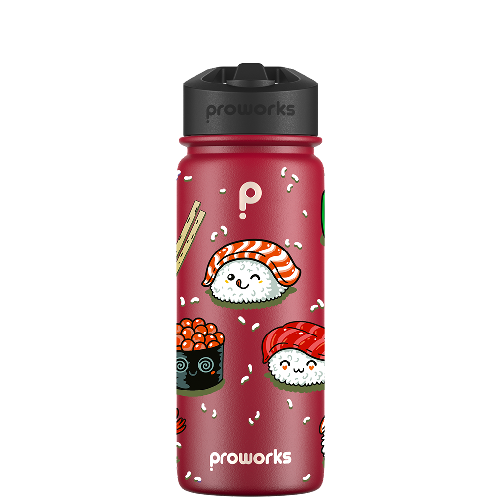Botella de agua con pajita - Gen 2 Super Sushi Pattern