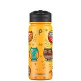 Bottiglia d'acqua con cannuccia - Modello gufi tribali Gen 2