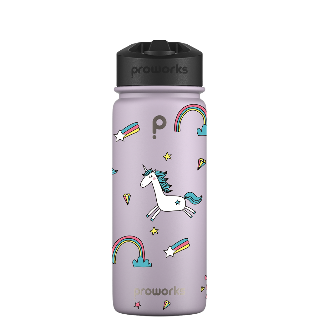 Wasserflasche mit Strohhalm – Gen 2 Unicorn Paradise Pattern