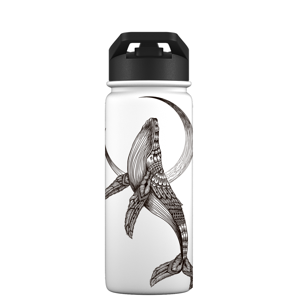 Water bottle with straw - Gen 2 Whale Aztec Pattern