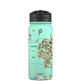 Bottiglia d'acqua con cannuccia - Modello mappa del mondo Gen 2