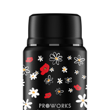 All Black Daisy Food Flask Trimmed