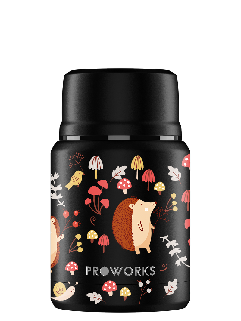 All Black Hedgehog Food Flask Trimmed