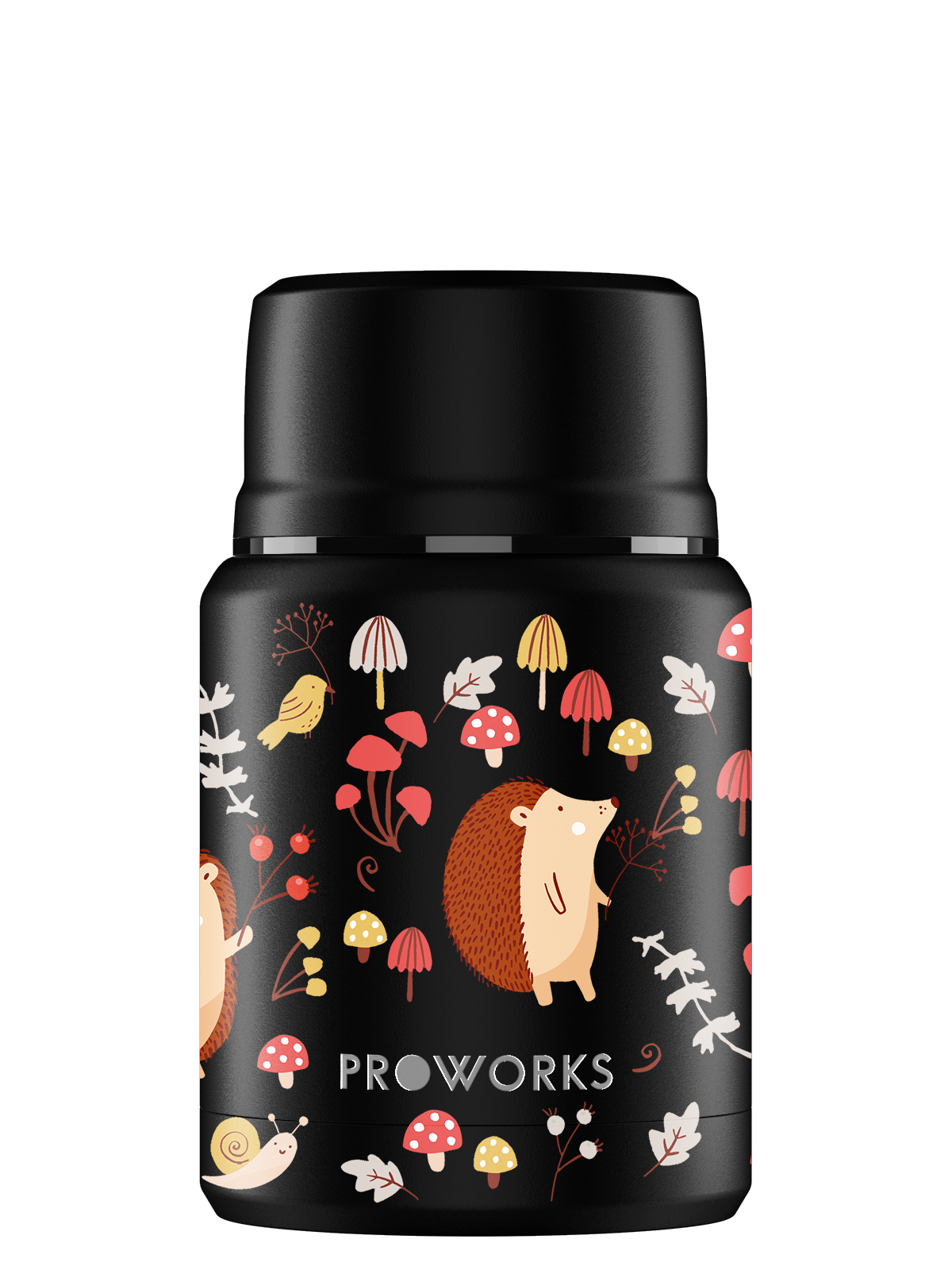 All Black Hedgehog Food Flask Trimmed