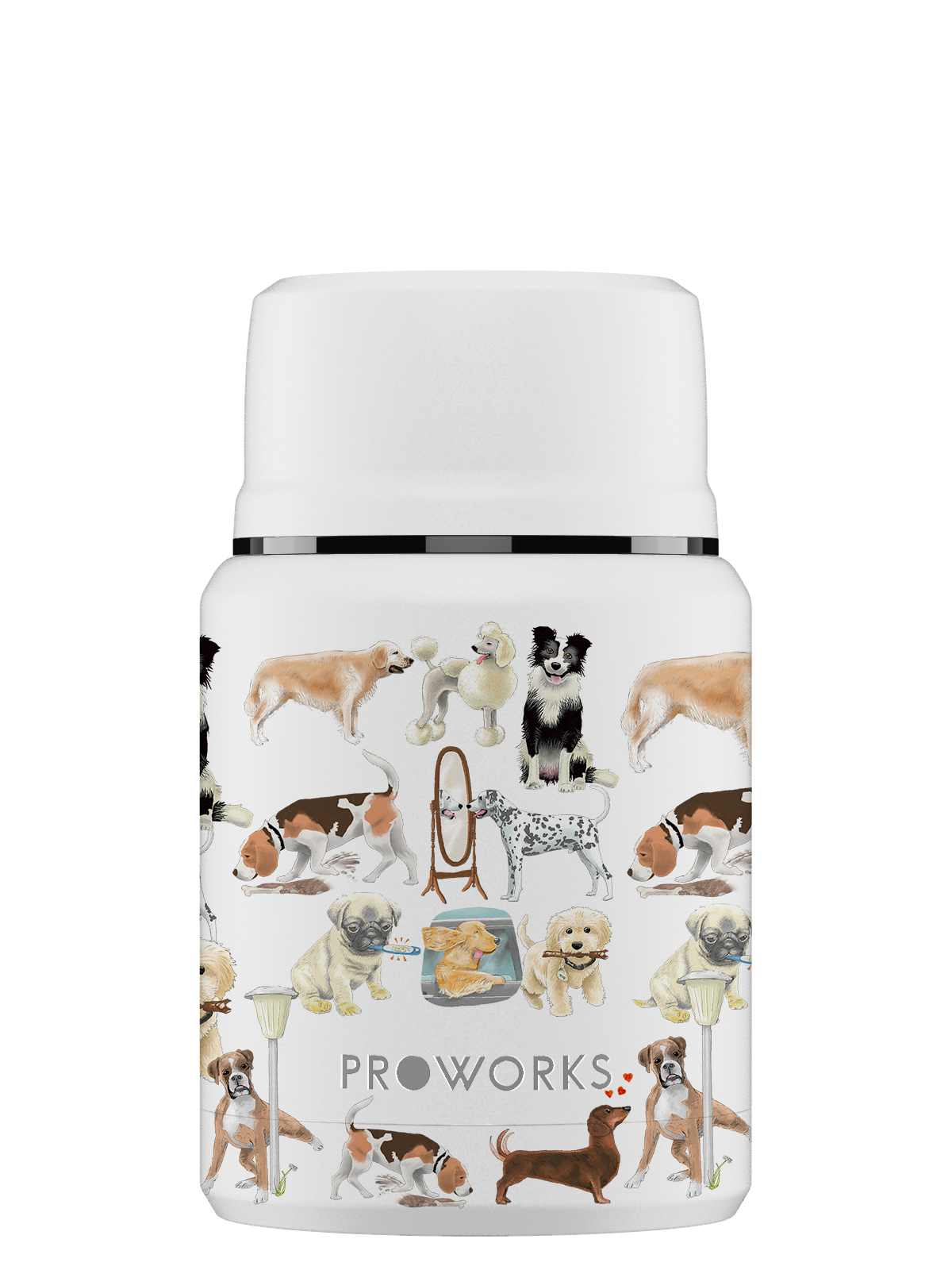 All White A Dogs Tail Food Flask Trimmed