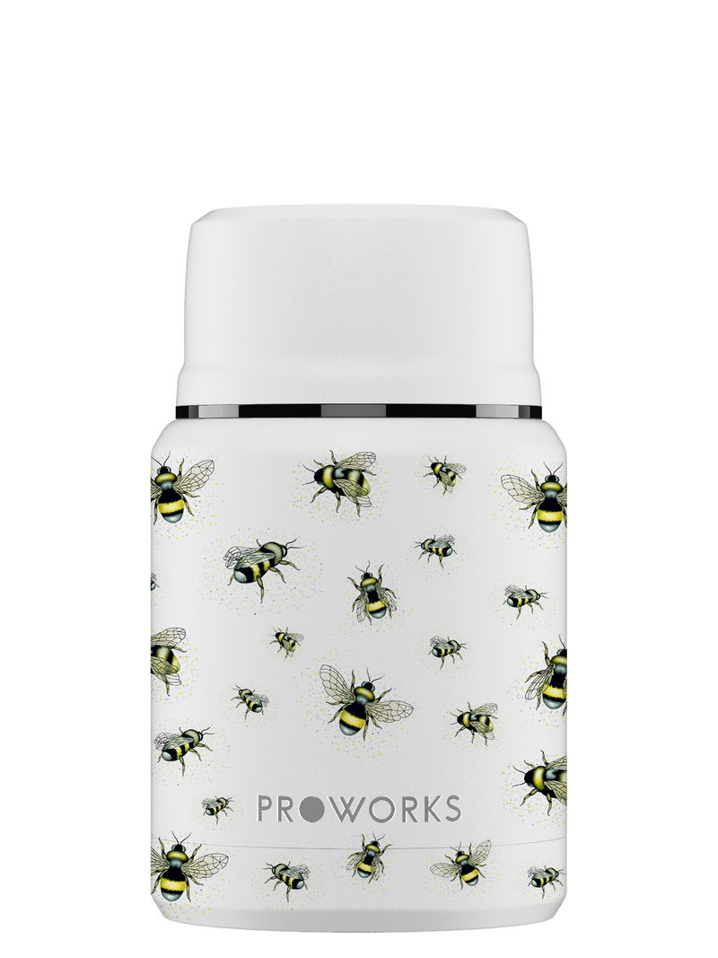All White Bee Food Flask Trimmed