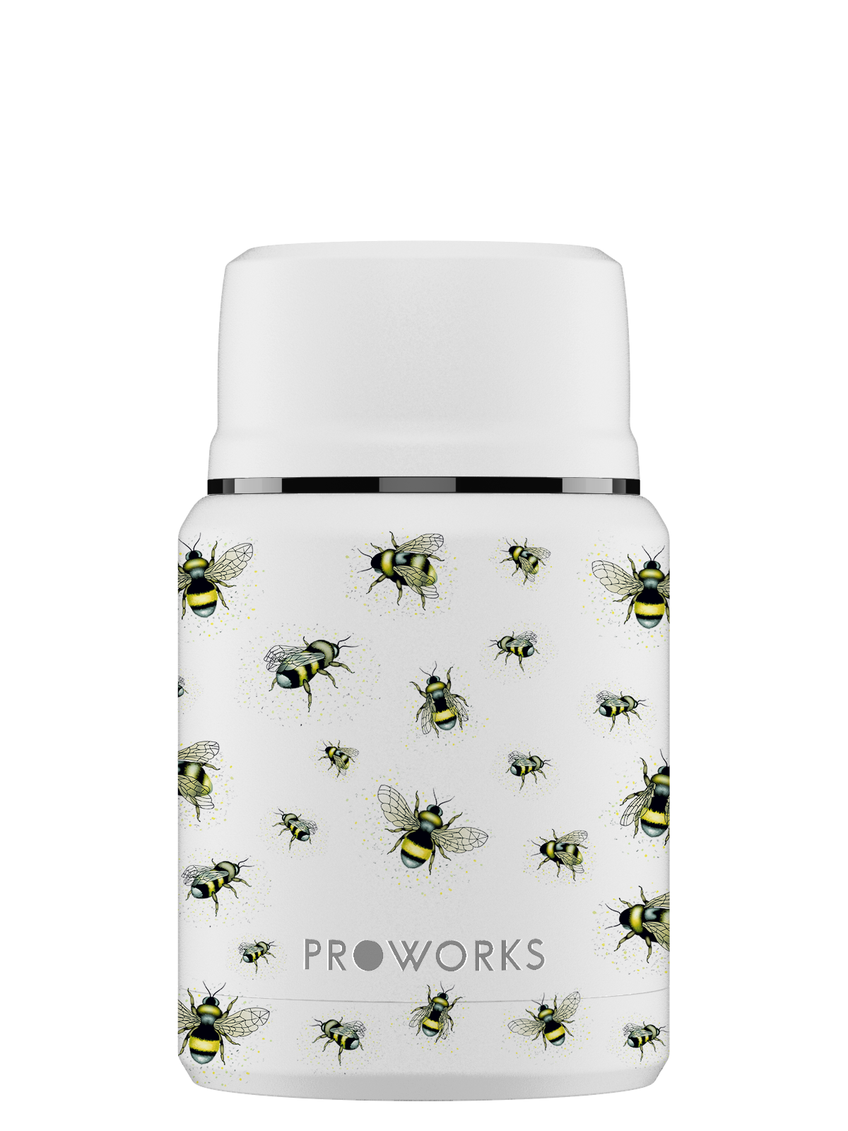 All White Bee Food Flask Trimmed