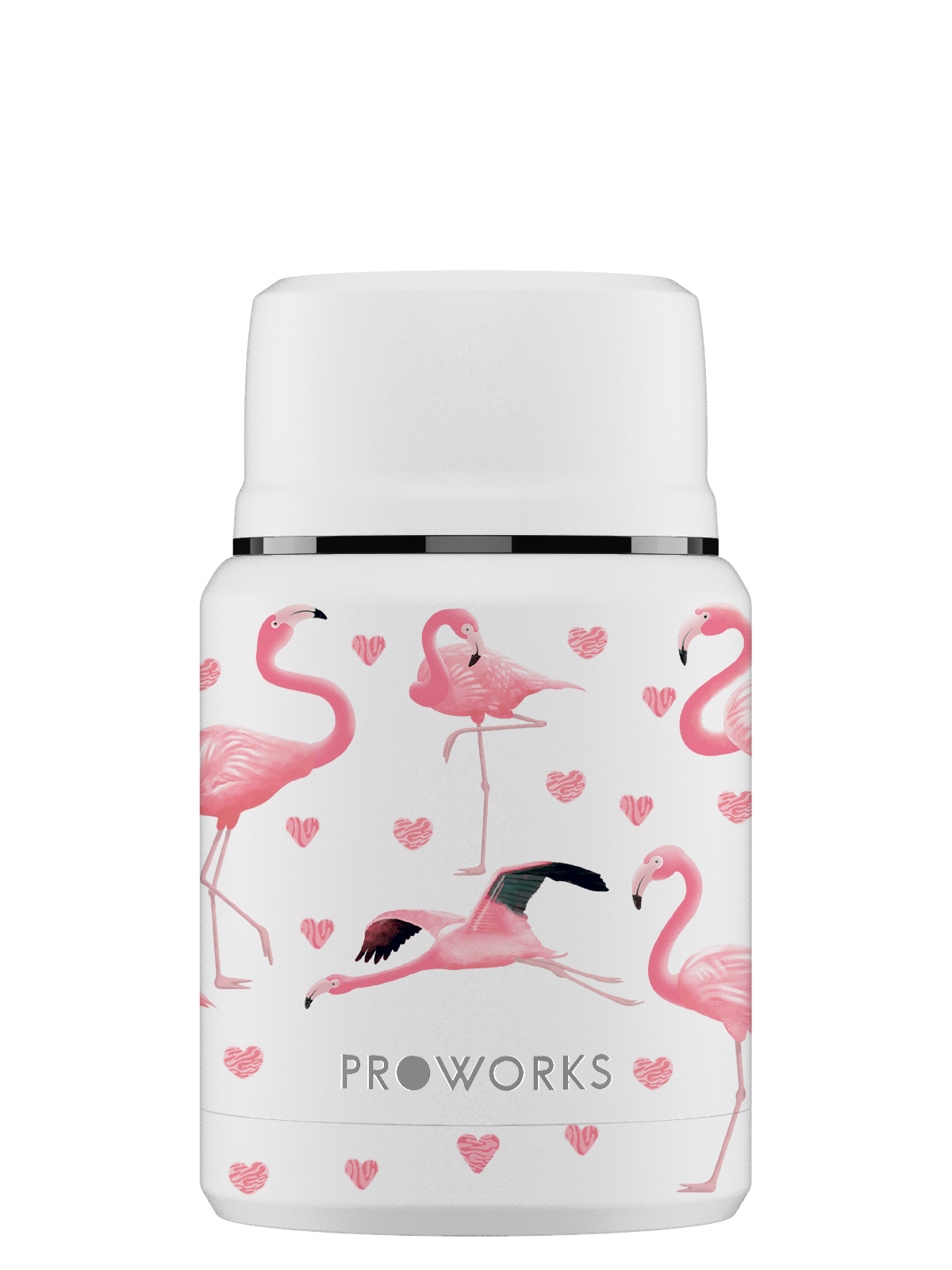 All White Flamingo Food Flask Trimmed