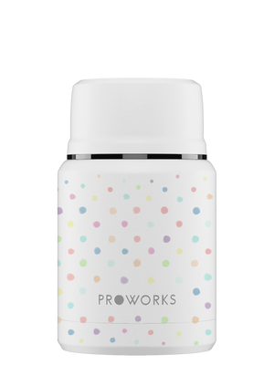 All White Polka Dot Food Flask Trimmed