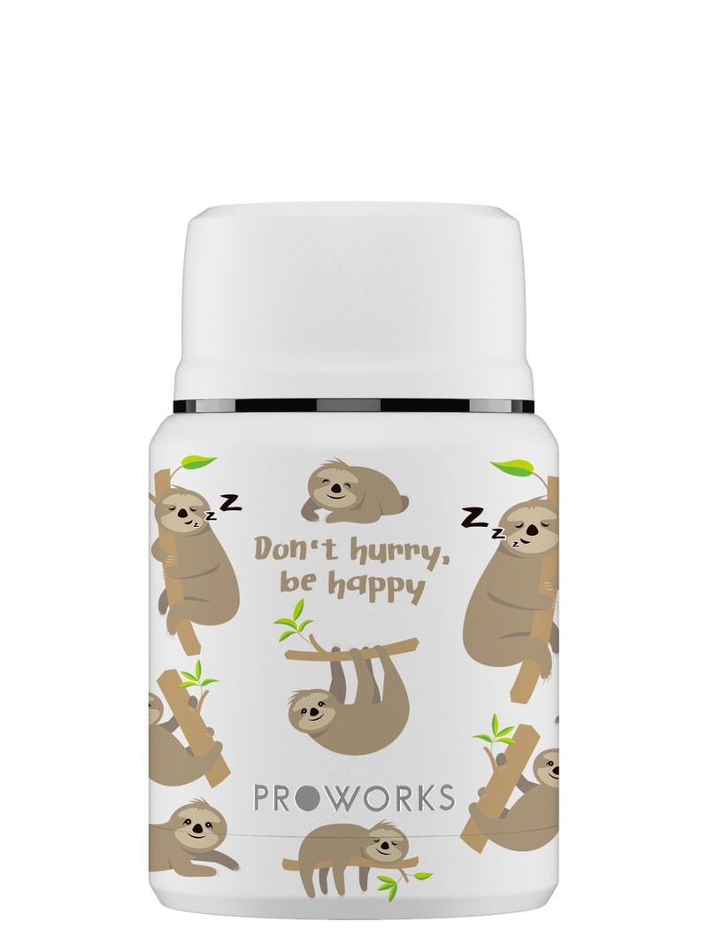All White Sloth Food Flask Trimmed