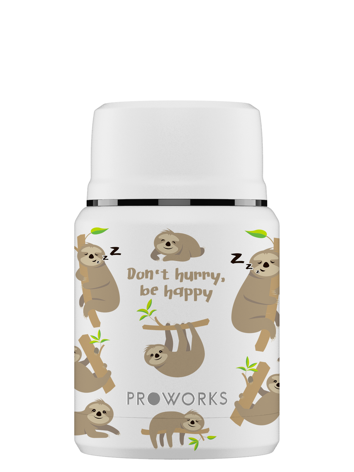 All White Sloth Food Flask Trimmed