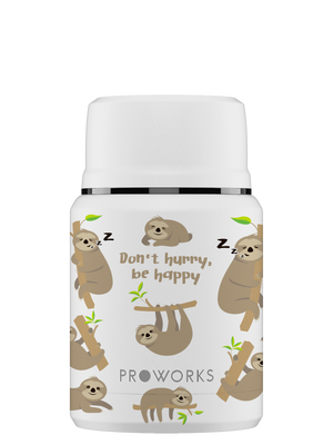 All White Sloth Food Flask Trimmed