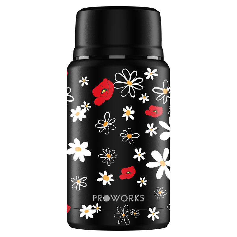 Proworks Black Daisy Food Flask 750ml 