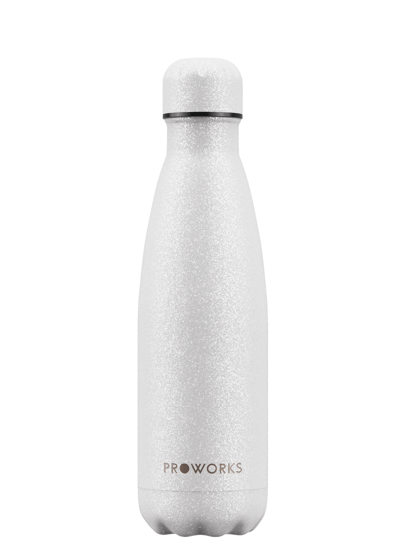 Proworks White Glitter Water Bottle Trimmed