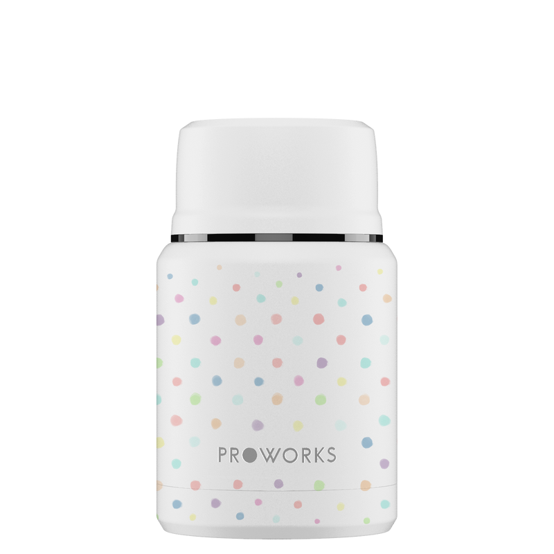 Proworks White Polka Dot Food Flask 500ml