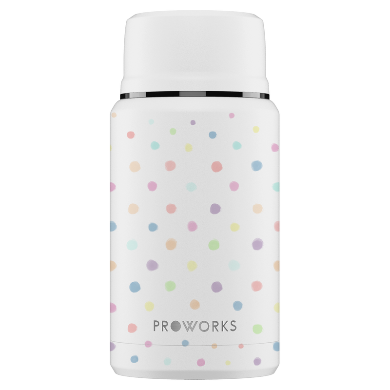 Proworks White Polka Dot Food Flask 750ml
