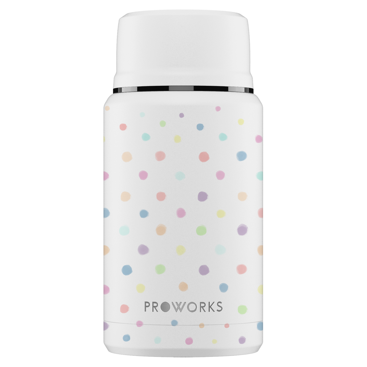 Proworks White Polka Dot Food Flask 750ml