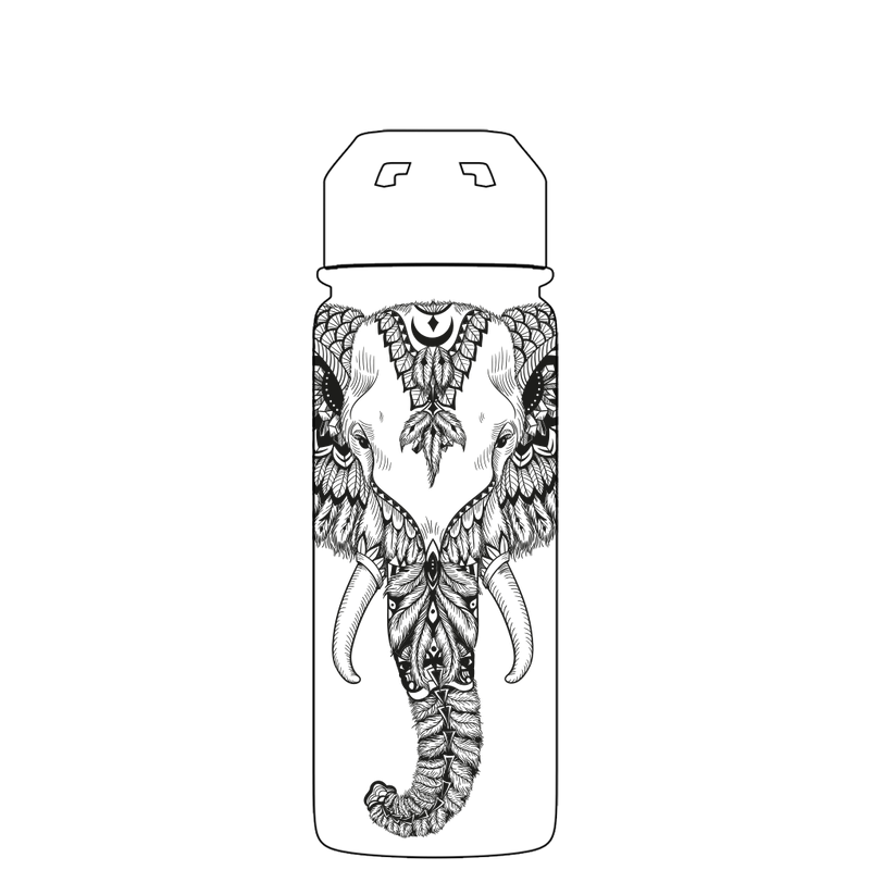 Bottiglia d'acqua con cannuccia - Modello azteco elefante Gen 2