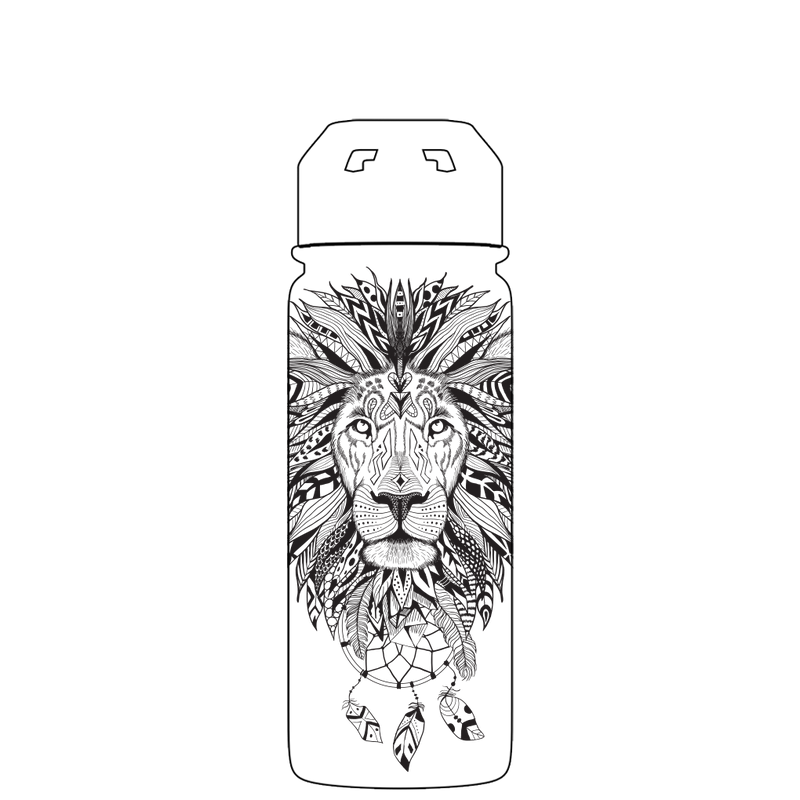 Bottiglia d'acqua con cannuccia - Modello azteco leone di 2a generazione