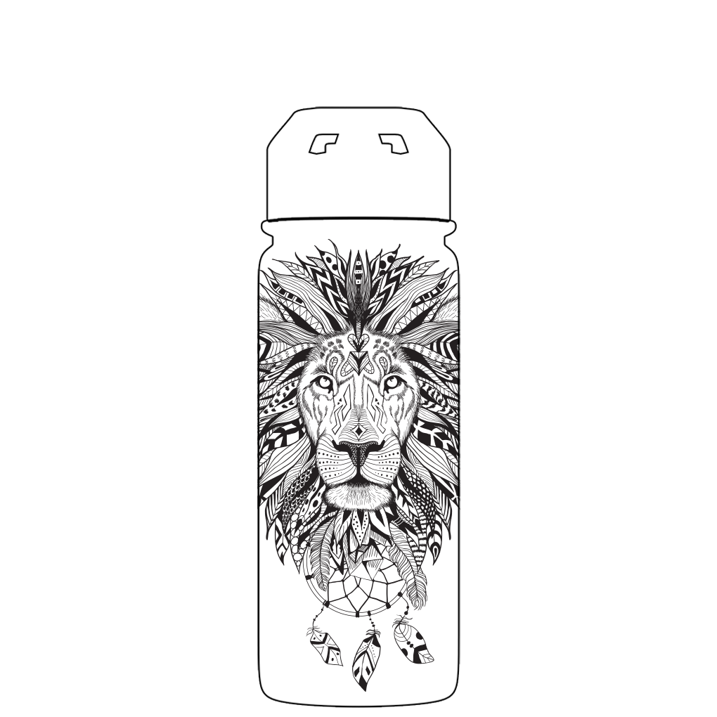 Bottiglia d'acqua con cannuccia - Modello azteco leone di 2a generazione
