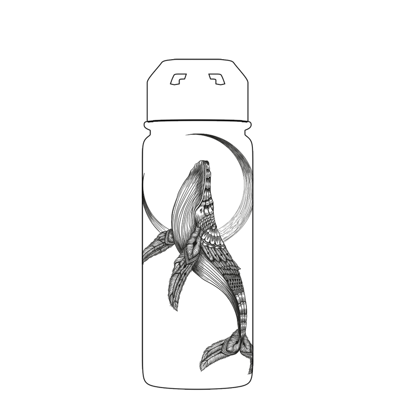 Bottiglia d'acqua con cannuccia - Motivo azteco balena di 2a generazione