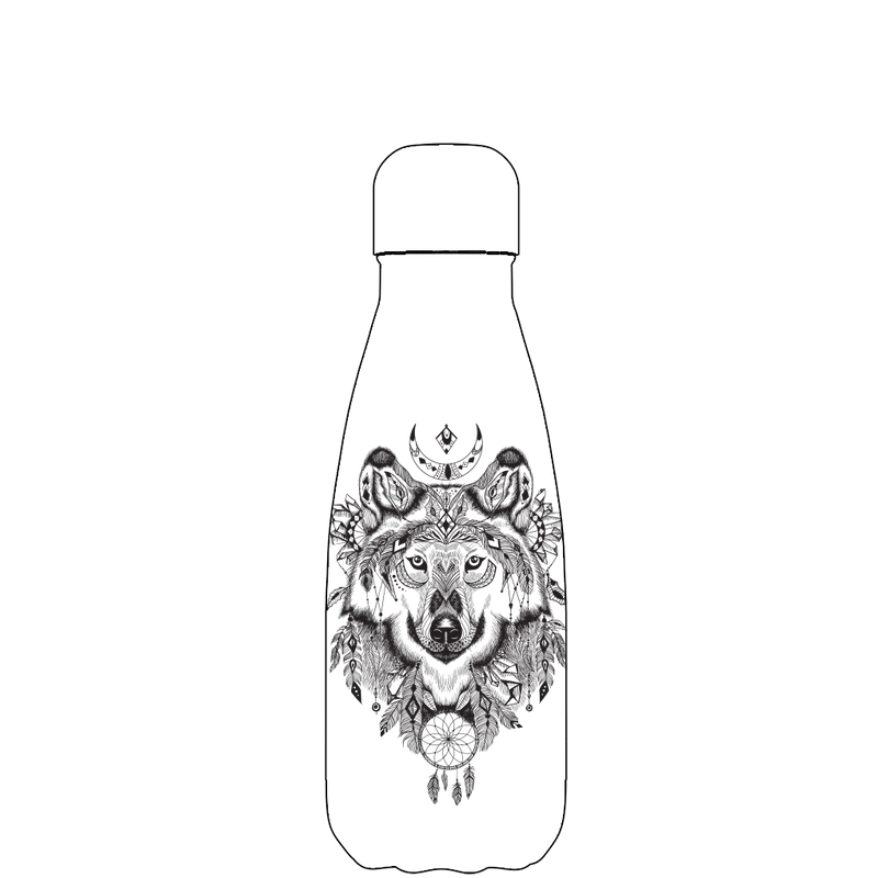 Original Aztec Wolf Water Bottle Pattern