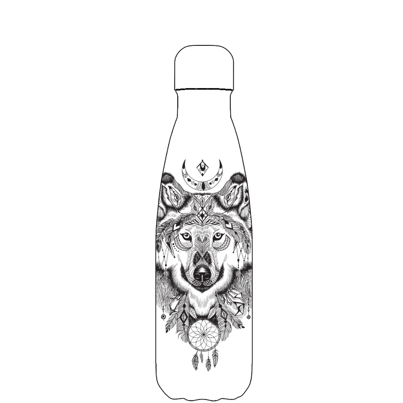 Original Aztec Wolf Water Bottle Pattern