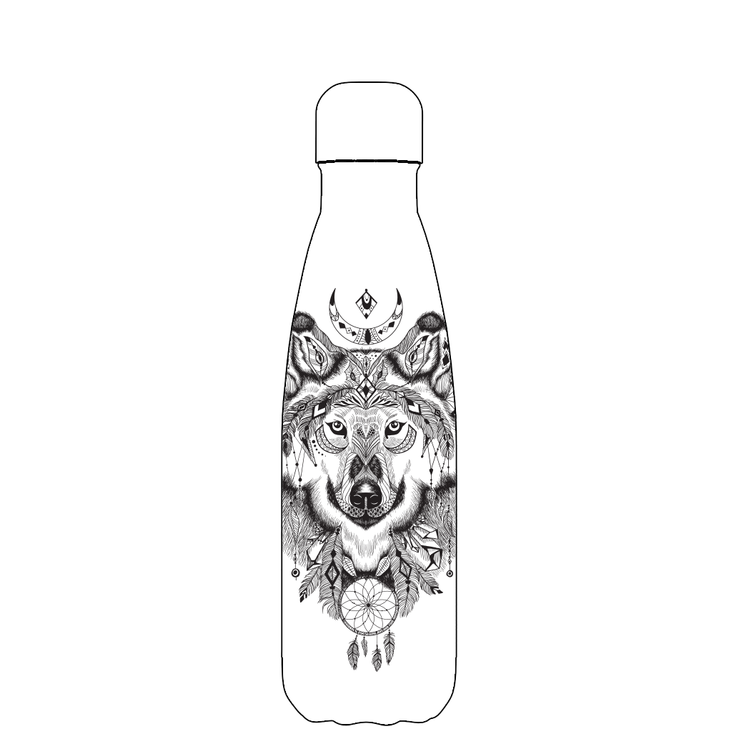 Original Aztec Wolf Water Bottle Pattern