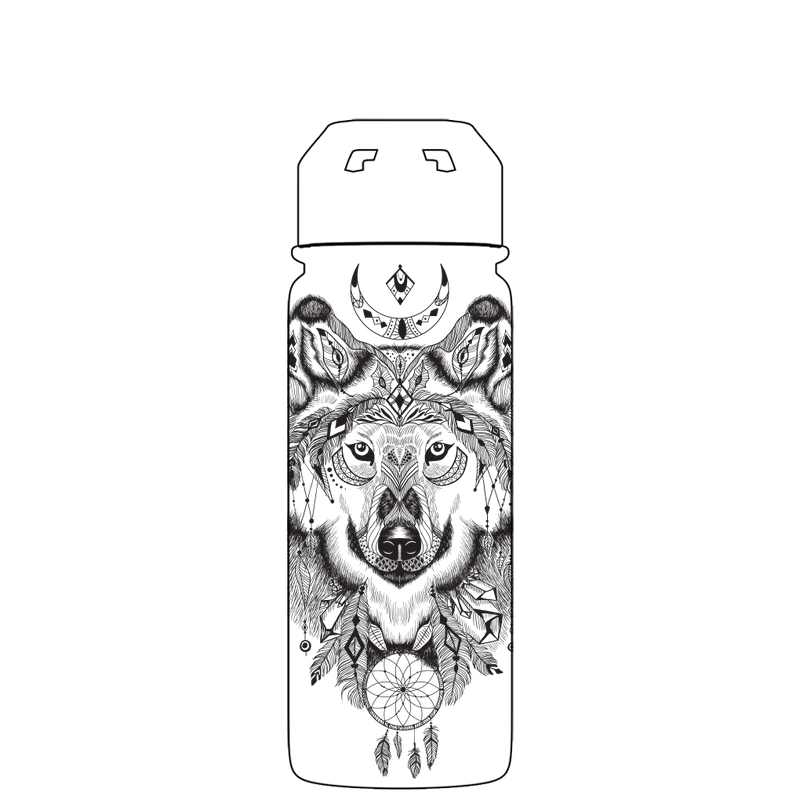 Bottiglia d'acqua con cannuccia - Modello Lupo Azteco Gen 2