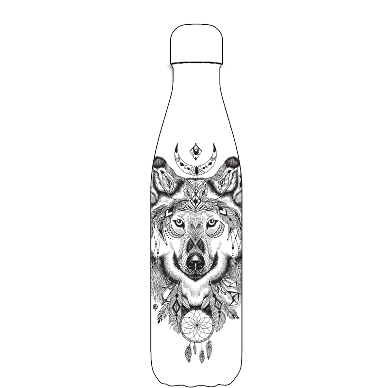 Original Aztec Wolf Water Bottle Pattern